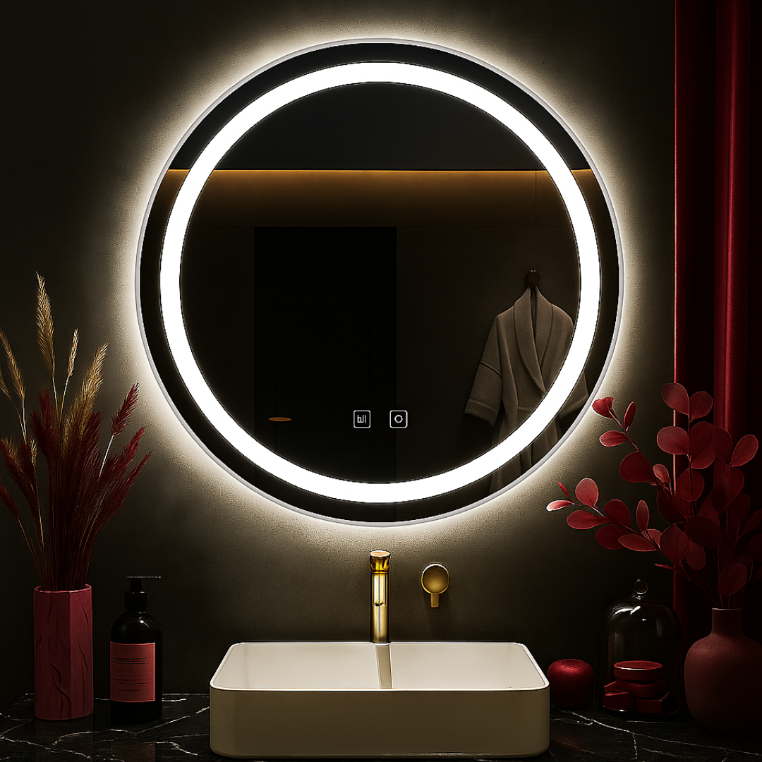 60cm Round LED Mirror with Demister and Cool Light