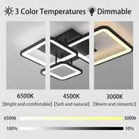 Lustra Led Three Square Black Echivalent 400W Telecomanda Lighting Fixtures