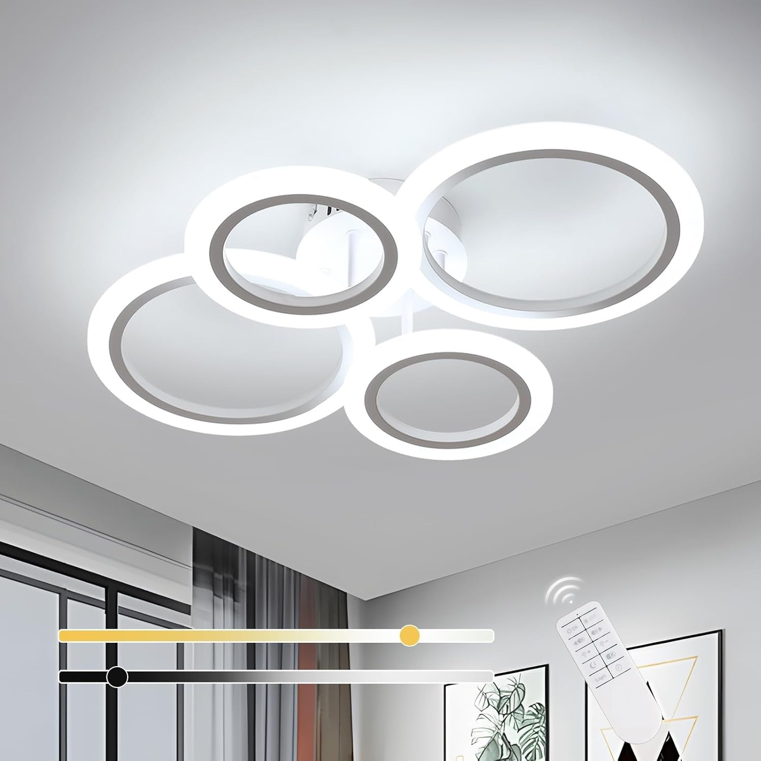 CIRCLE LED Ceiling Light 2+2 White — 400W Equivalent with Remote