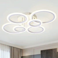 Lustra Led 4 + 2 Circle Maxi Design Alb Telecomanda Echivalent 600W Lighting Fixtures