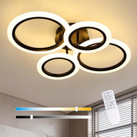 LED Ceiling Light 2+2 Circle Black Equivalent to 400W with Remote