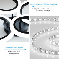 LED Ceiling Light 2+2 Circle Black Equivalent to 400W with Remote