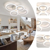 Lustra Led 2 + 2 Circle Design Alb Echivalent 400W Telecomanda Lighting Fixtures