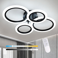 LED Ceiling Light 2+2 Circle Black Equivalent to 400W with Remote