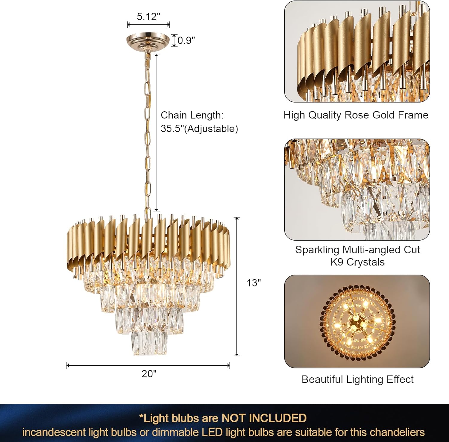 Golden Panther Crystal Chandelier 400mm