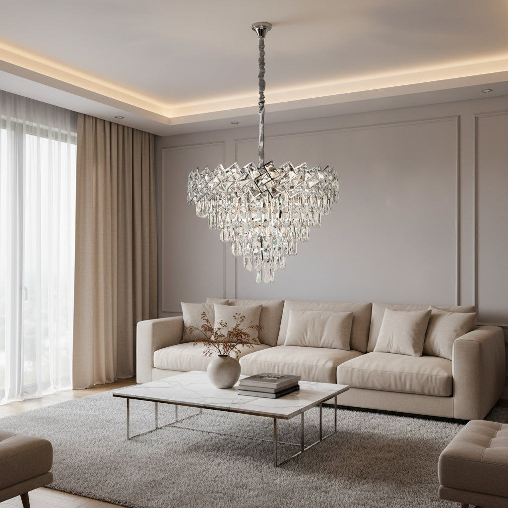 Malli Silver Crystal Chandelier 60cm