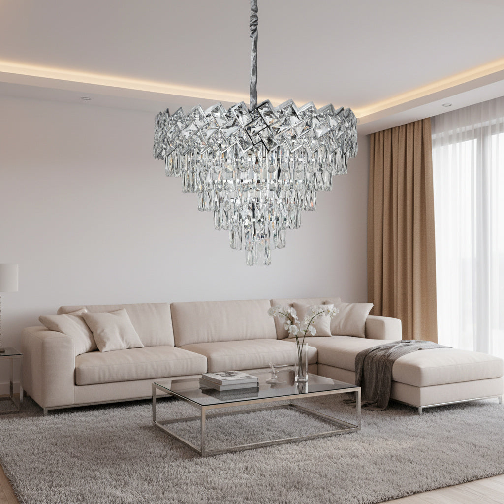 Malli Silver Crystal Chandelier 60cm