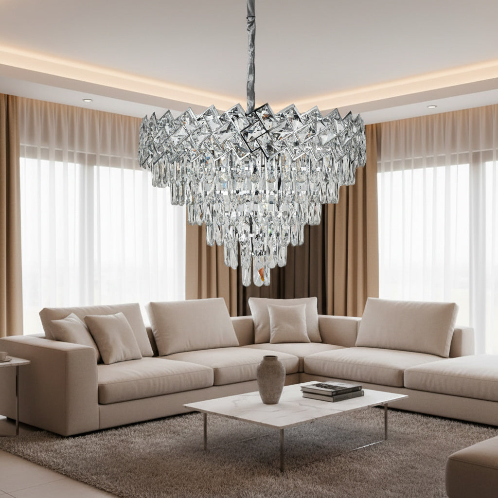Malli Silver Crystal Chandelier 60cm