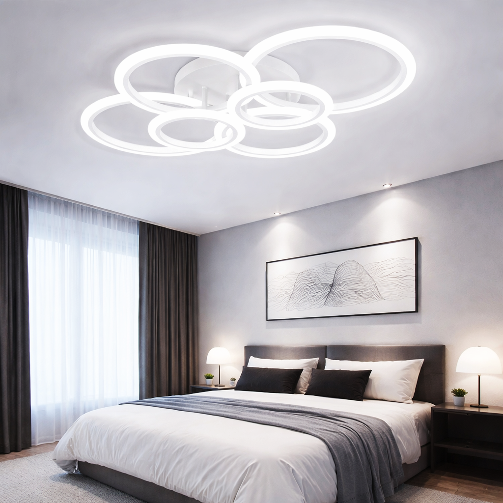 CIRCLE MAXI 4+2 LED Ceiling Light, White — 600W Equivalent, Remote Control