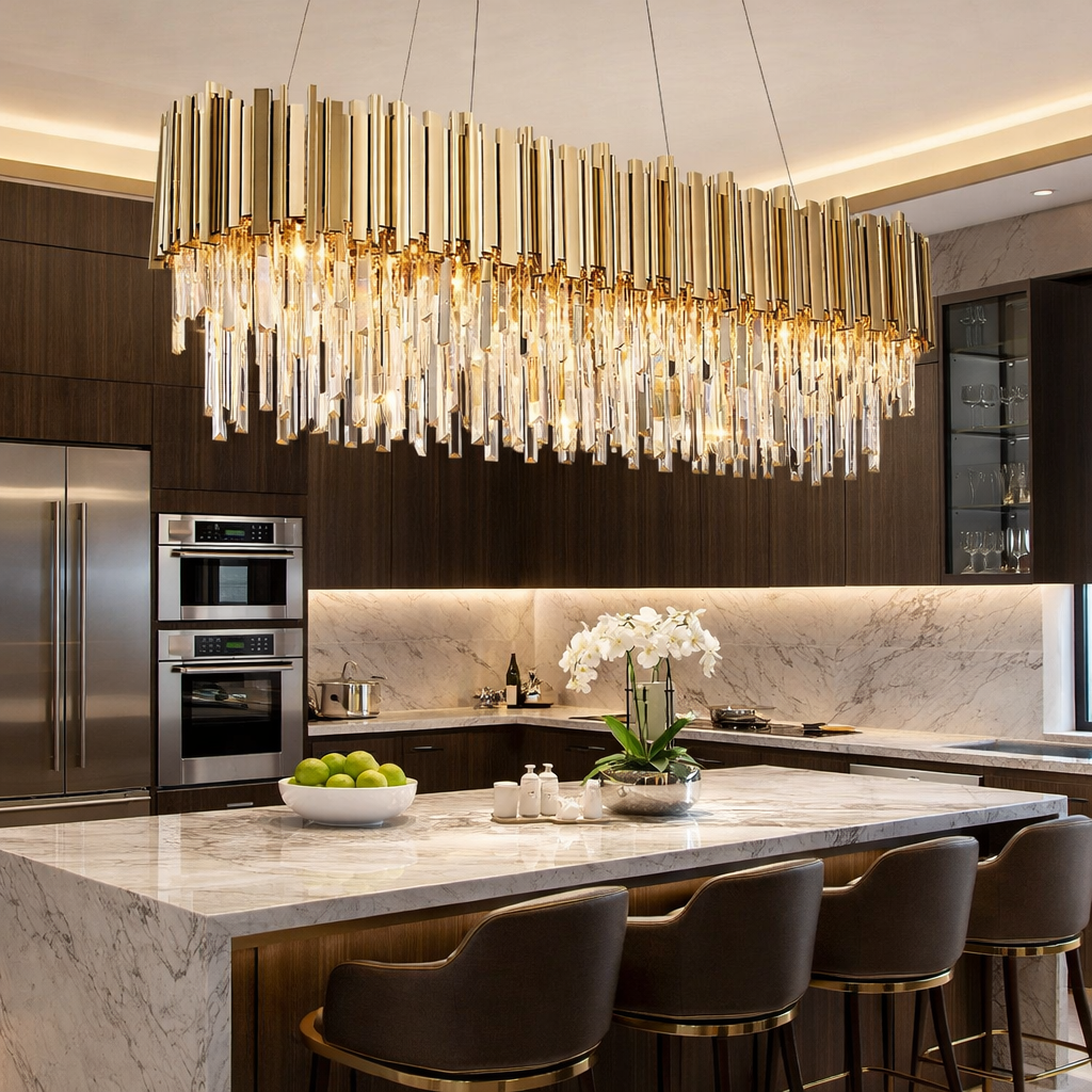 GLORY Grande Gold Crystal Chandelier 800x300 mm