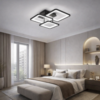 Three Square LED Chandelier - Black, 400W Equivalent, Remote