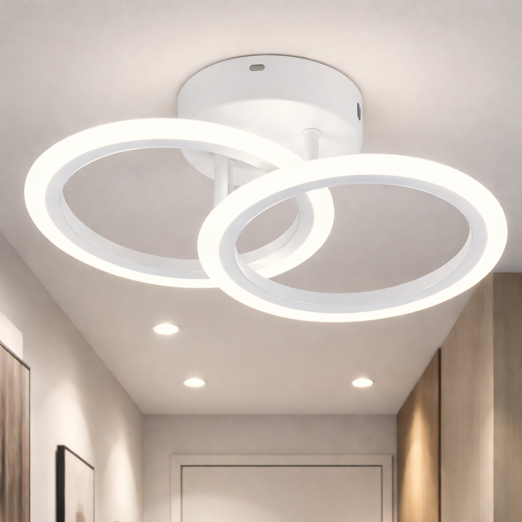LED Ceiling Light 1+1 Circle Design White - 300W Equivalent with Remote