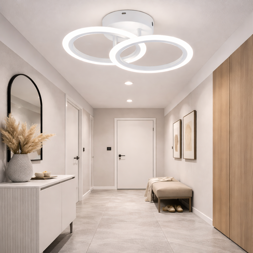 LED Ceiling Light 1+1 Circle Design White - 300W Equivalent with Remote