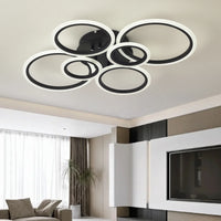 Circle Maxi LED Ceiling Light 4+2 - Black, 600W Equivalent, Remote Control