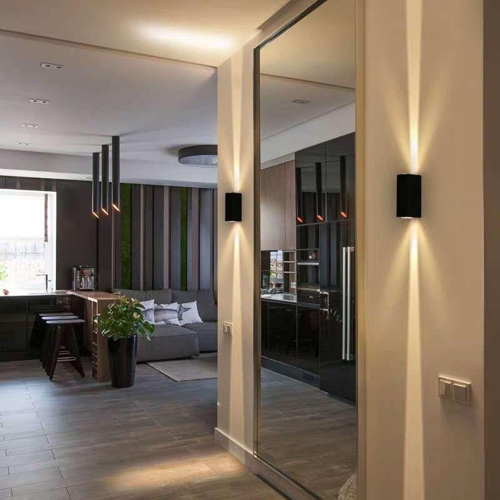 Aplica Led Exterior 2X3W Lines Neagra Wall Light Fixtures