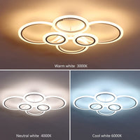 Lustra Led 4 + 2 Circle Maxi Design Alb Telecomanda Echivalent 600W Lighting Fixtures